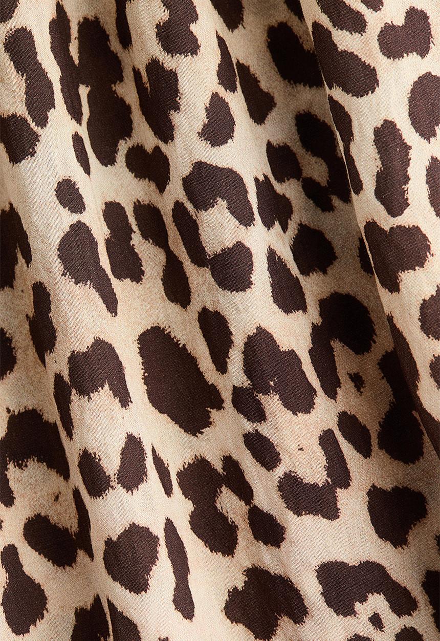 H&M - Smocked-bodice tie-strap dress - beige/leopard print
