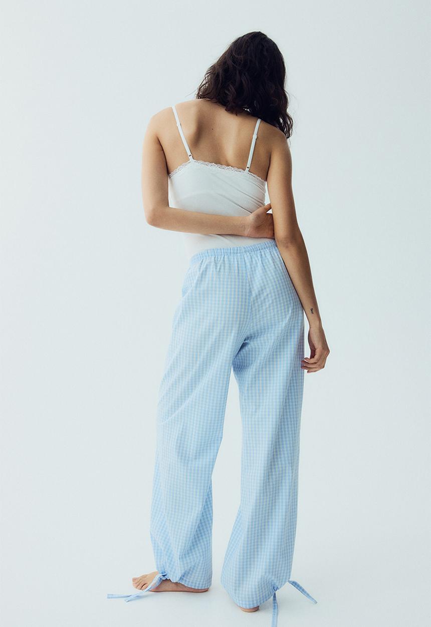 H&M - Cotton pyjama bottoms - light blue/checked