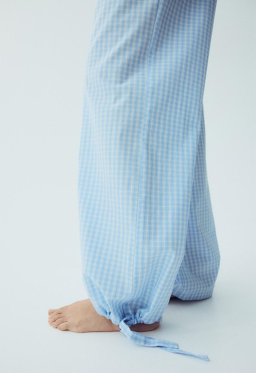 H&M - Cotton pyjama bottoms - light blue/checked