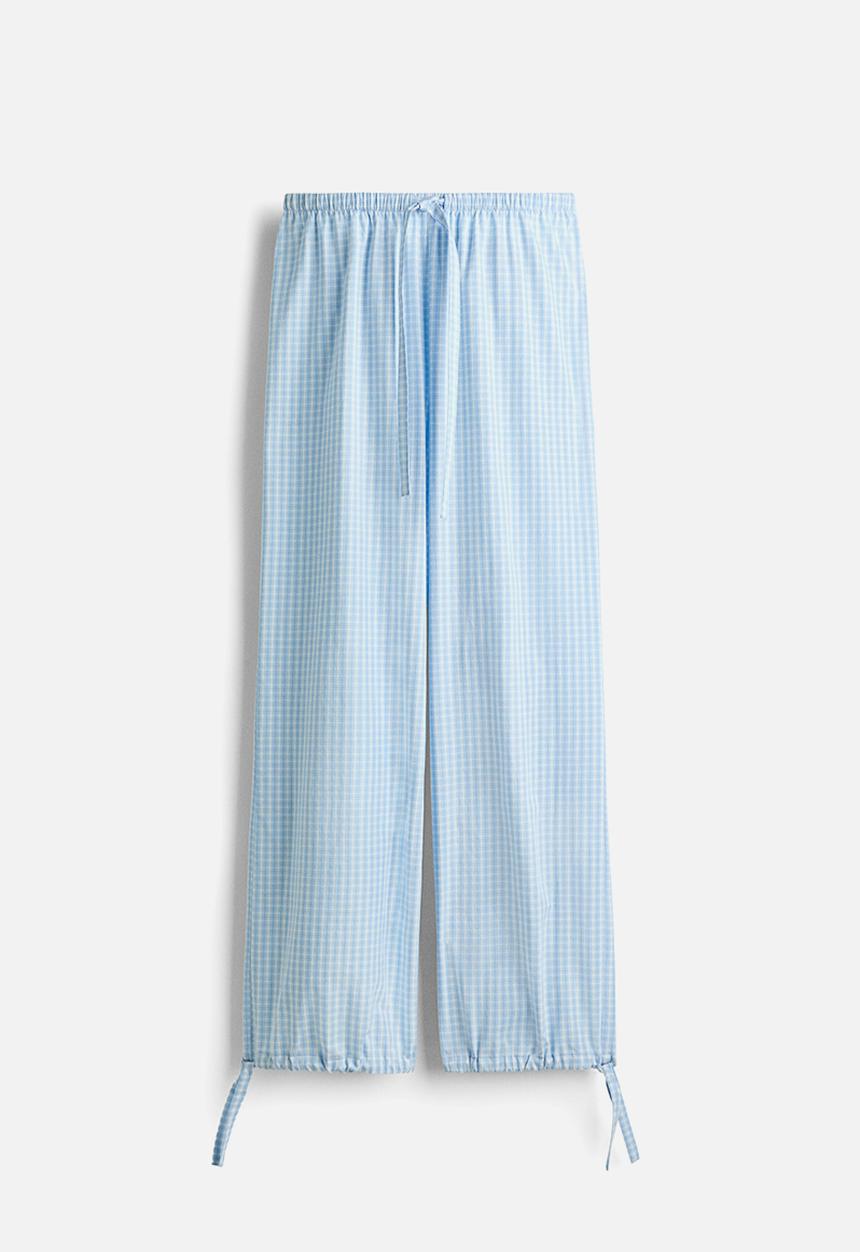 H&M - Cotton pyjama bottoms - light blue/checked