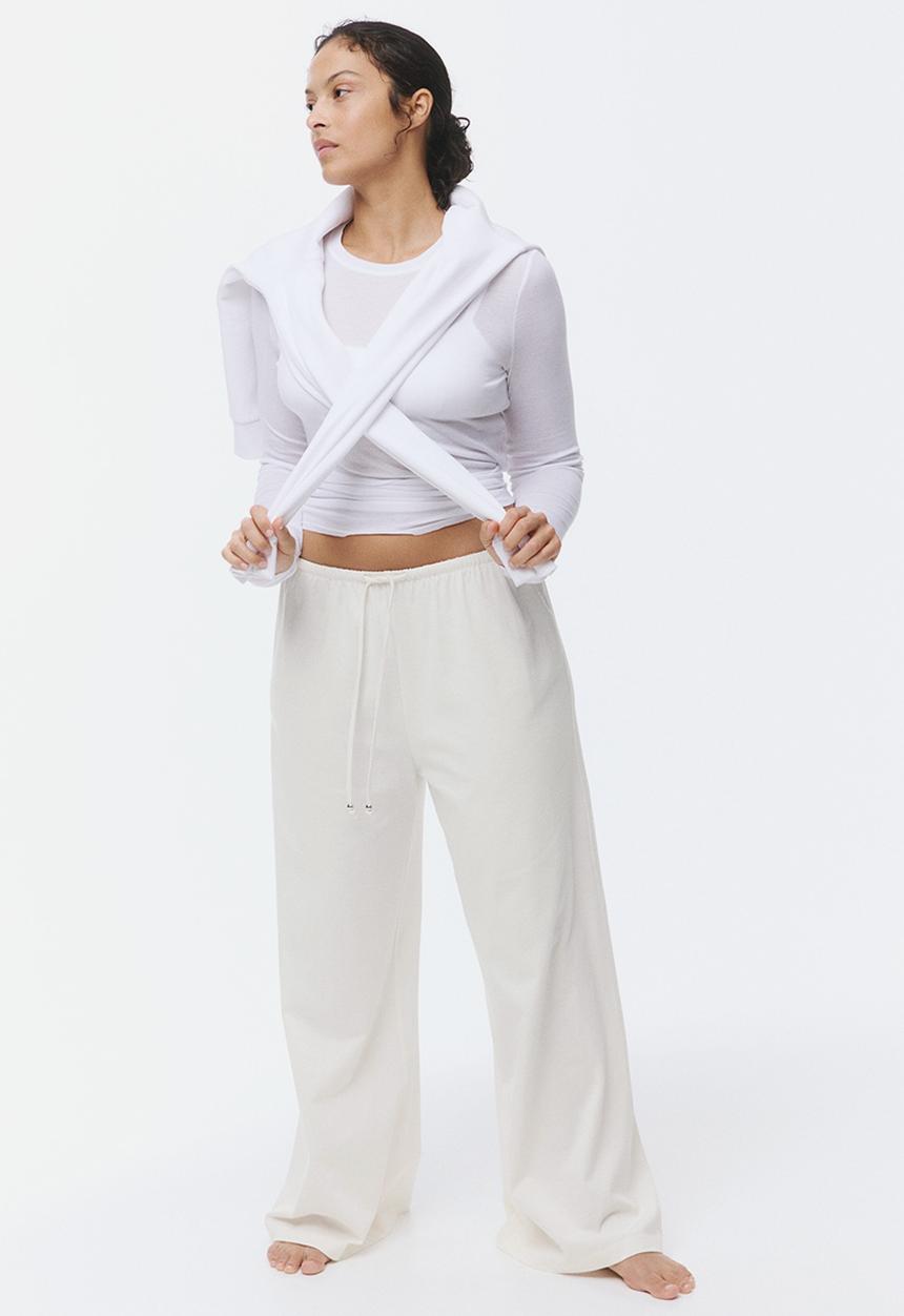 H&M - Cotton drawstring trousers - cream
