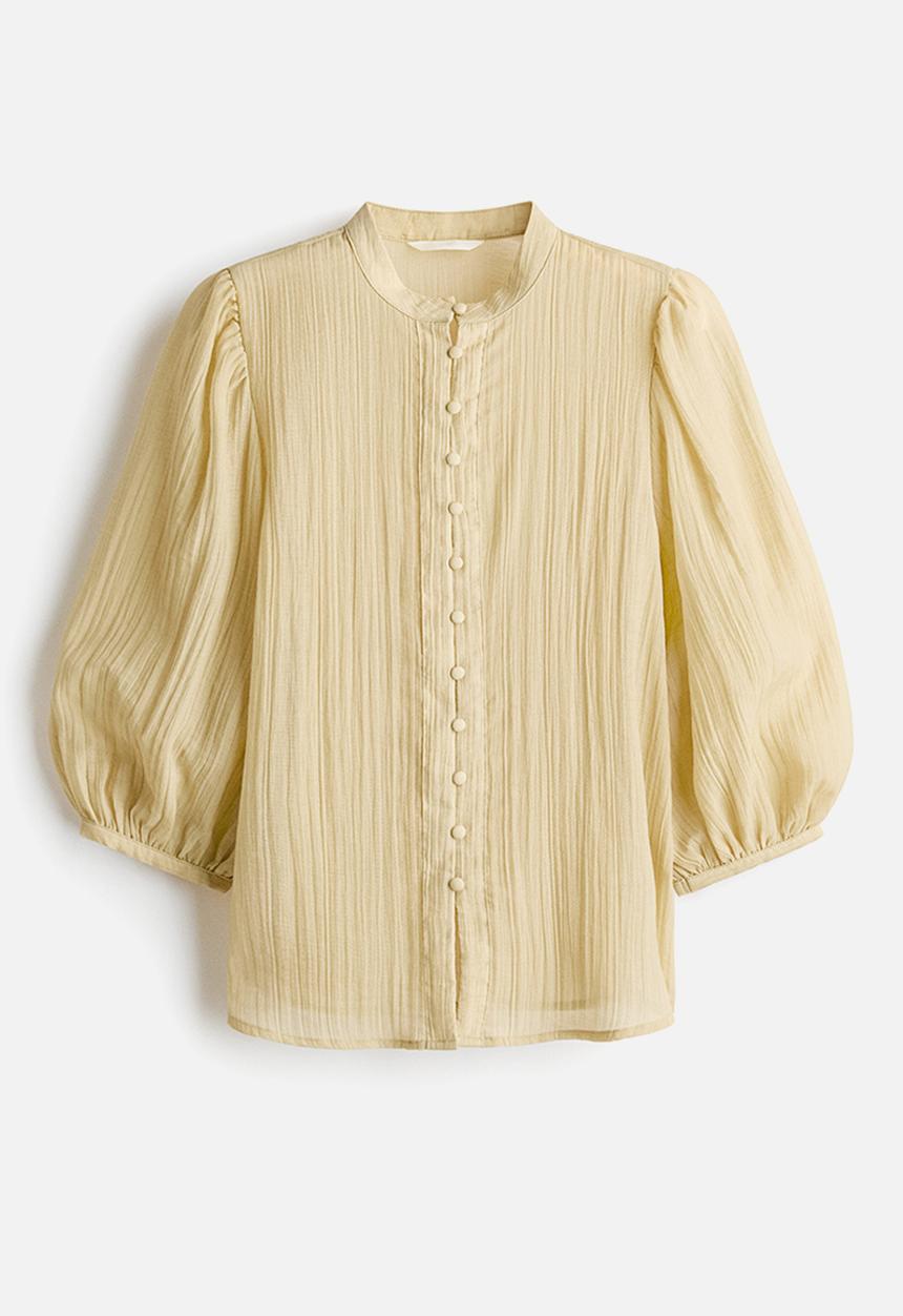H&M - Balloon-sleeved blouse - light yellow