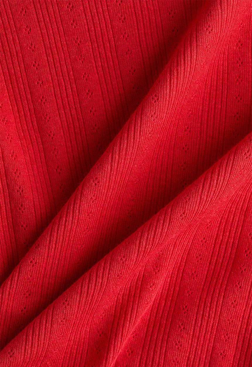 H&M - Pointelle-knit T-shirt - bright red