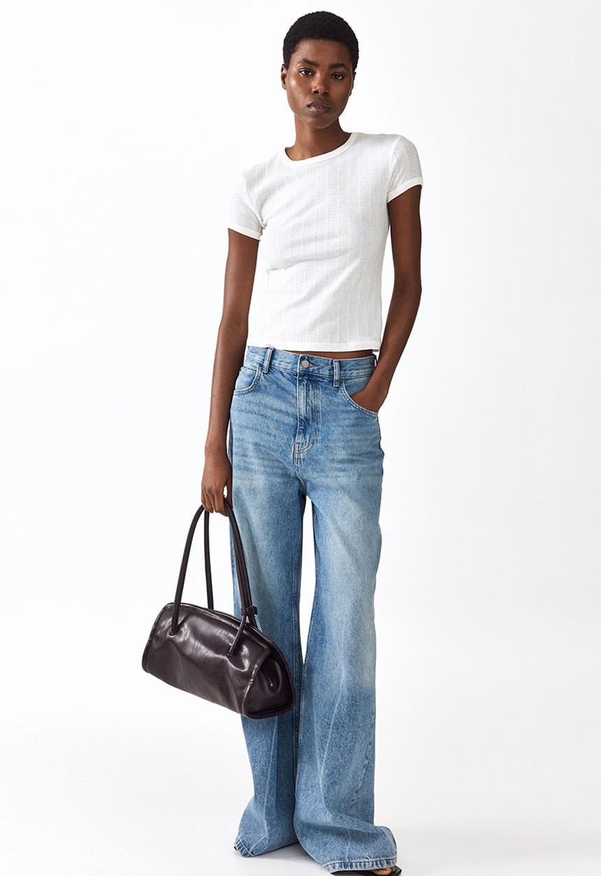 H&M - Pointelle-knit T-shirt - white