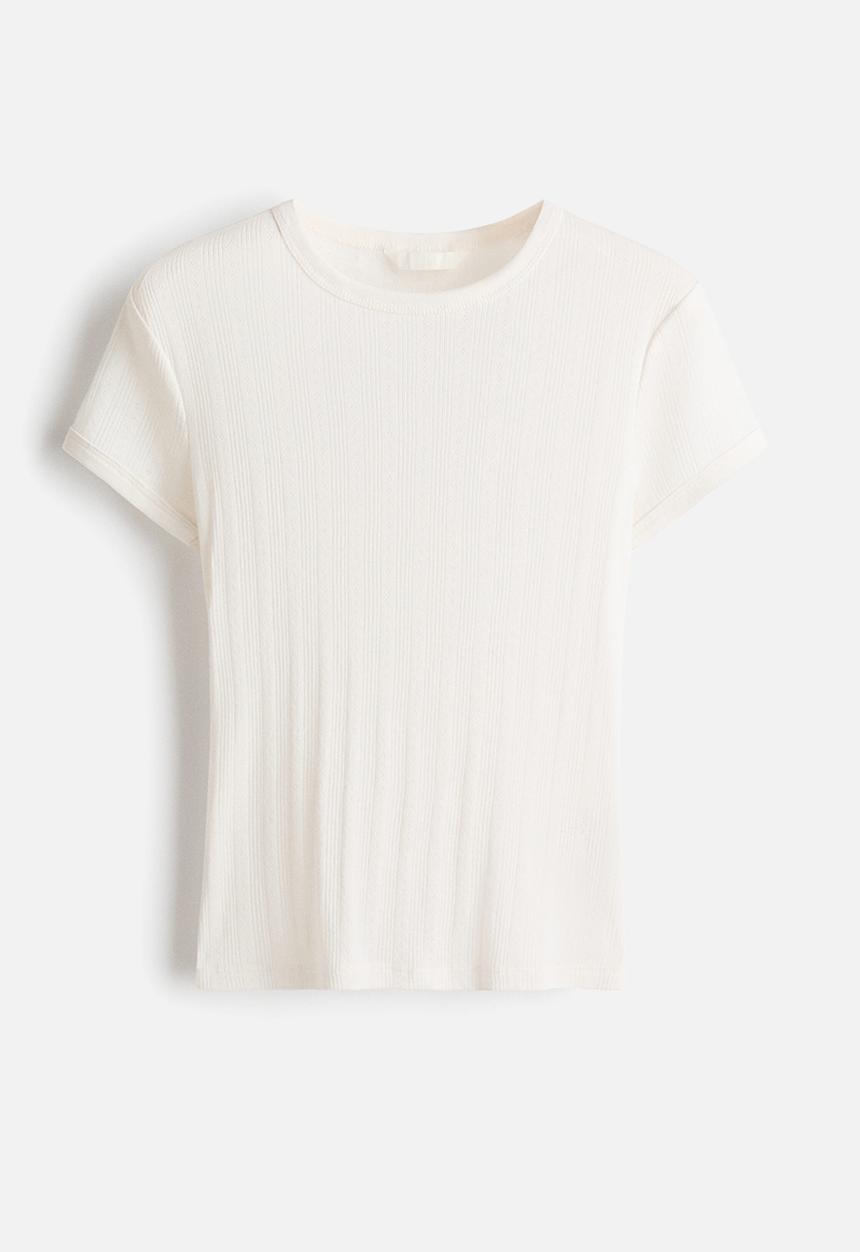 H&M - Pointelle-knit T-shirt - white