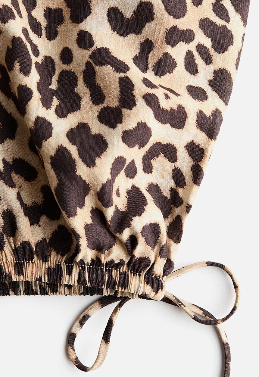 H&M - Barrel-leg trousers - beige/leopard print