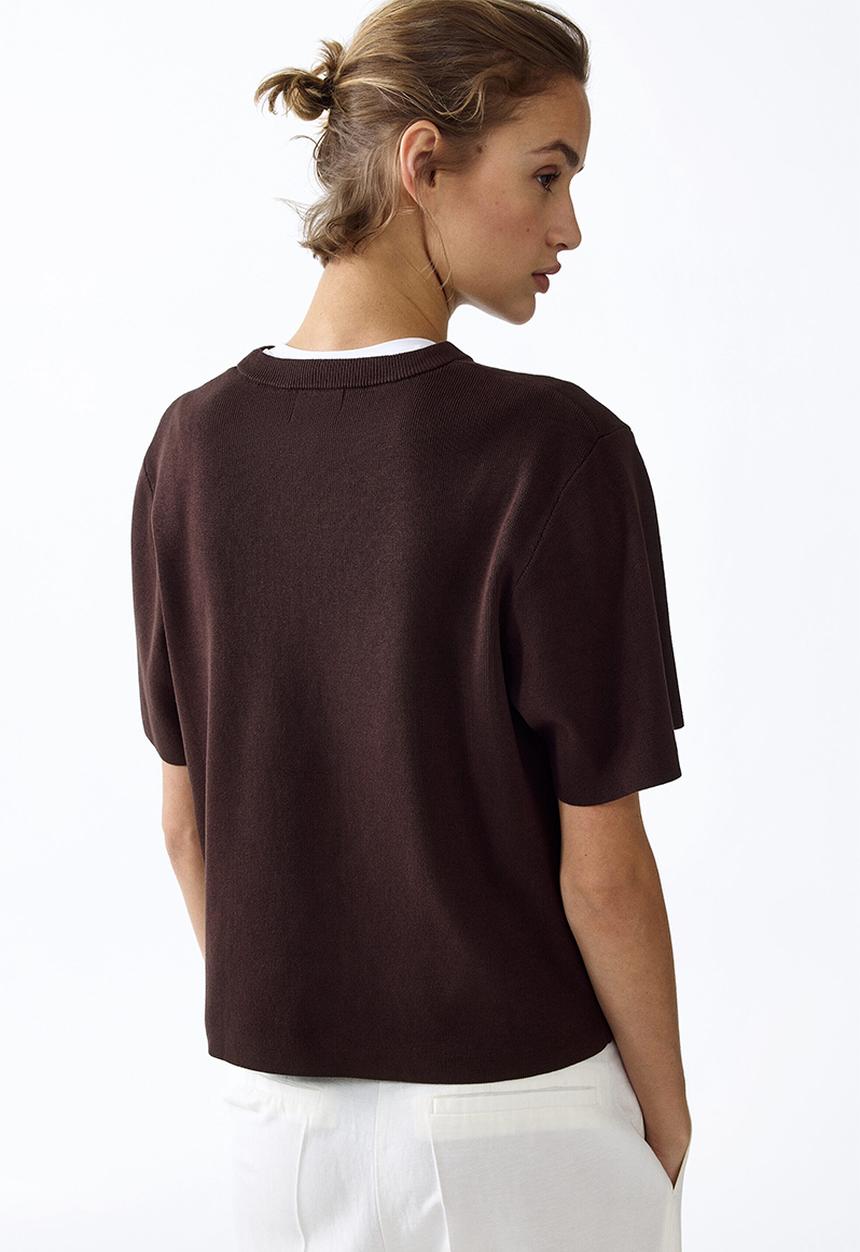 H&M - Knitted T-shirt - dark brown