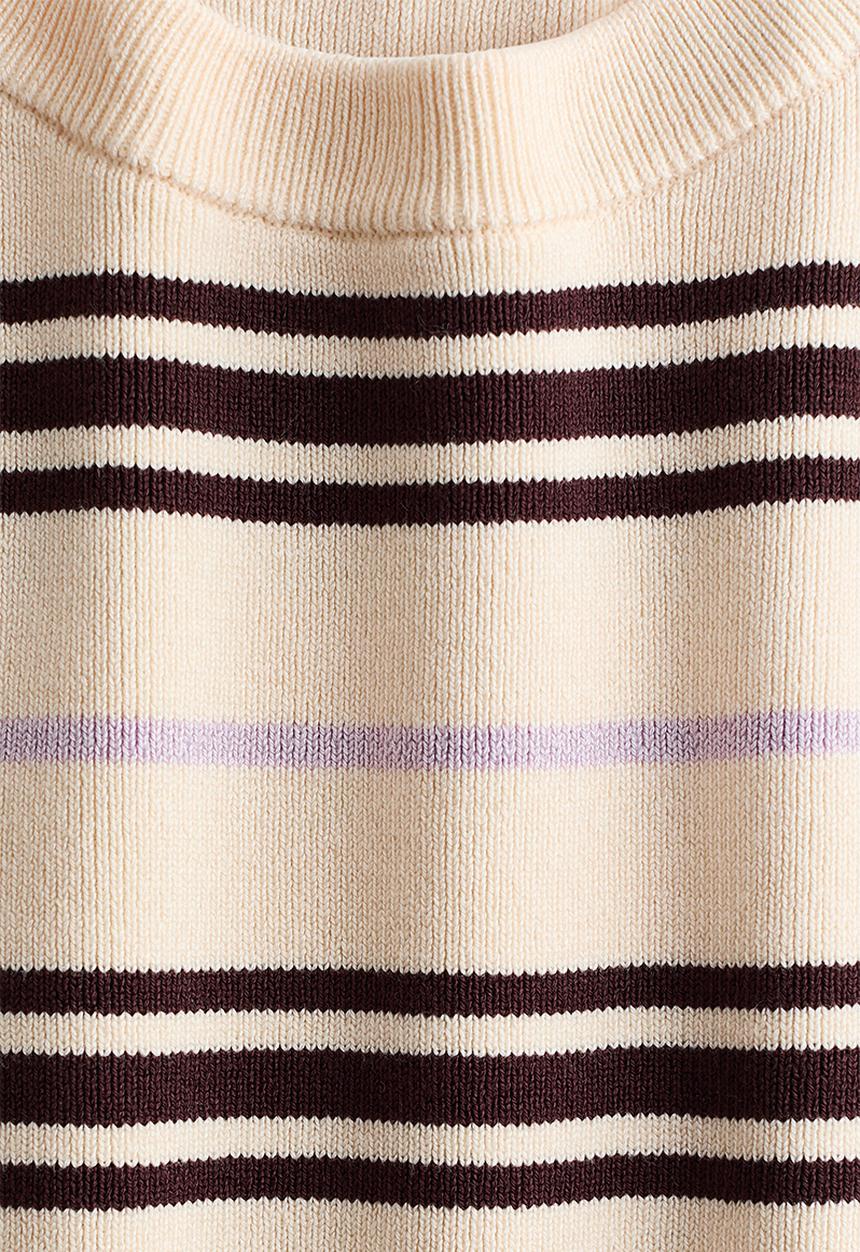 H&M - Knitted T-shirt - light beige/dark brown striped
