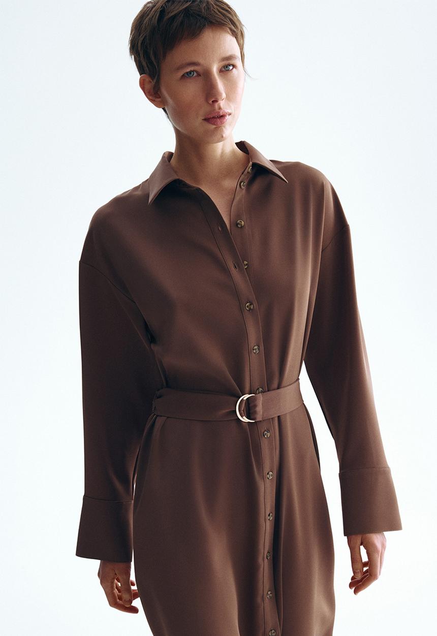 H&M - Belted shirt dress - brown