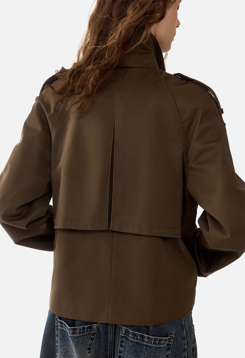 H&M - Short trench coat - dark khaki green