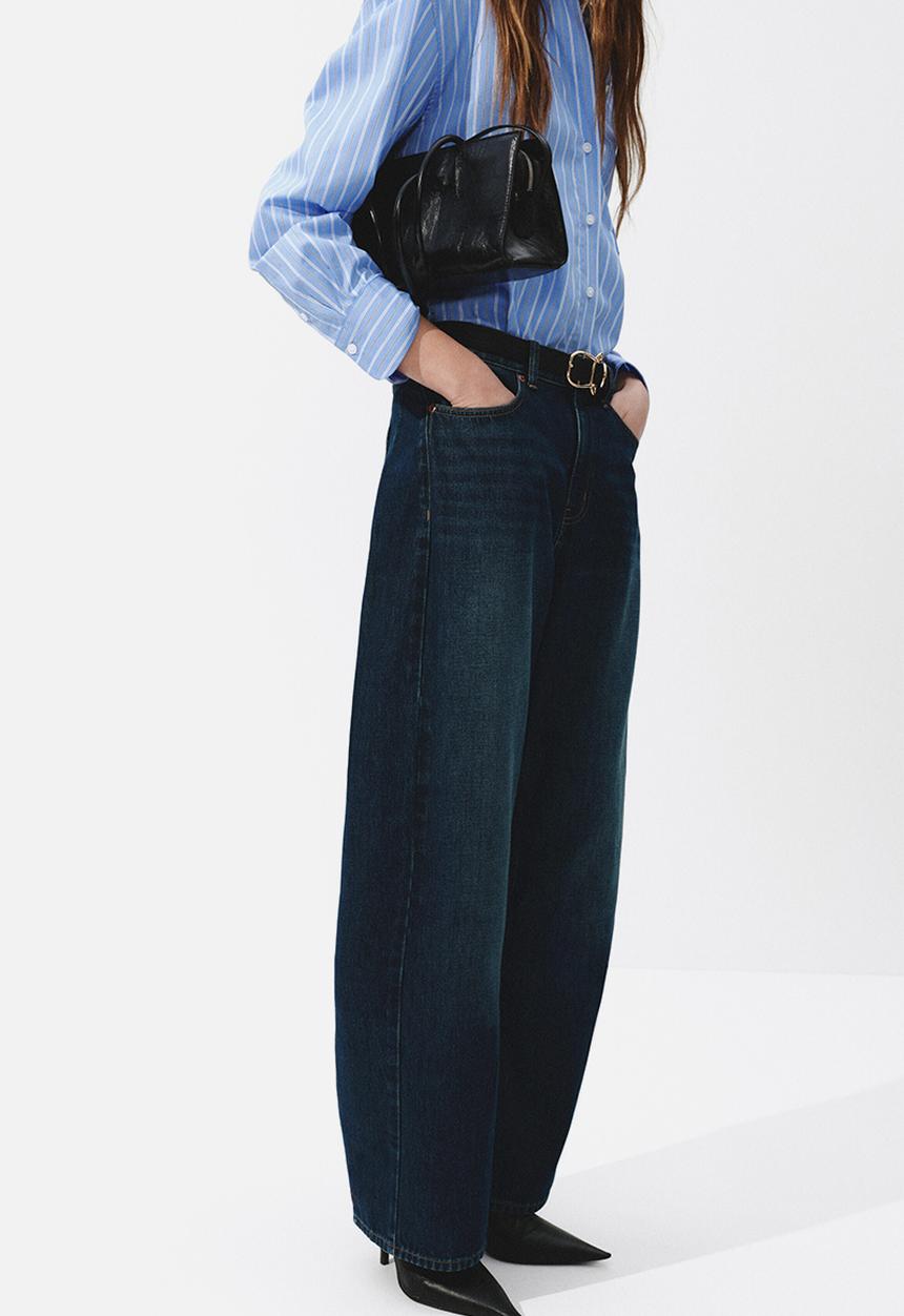 H&M - Barrel regular waist jeans - dark denim blue