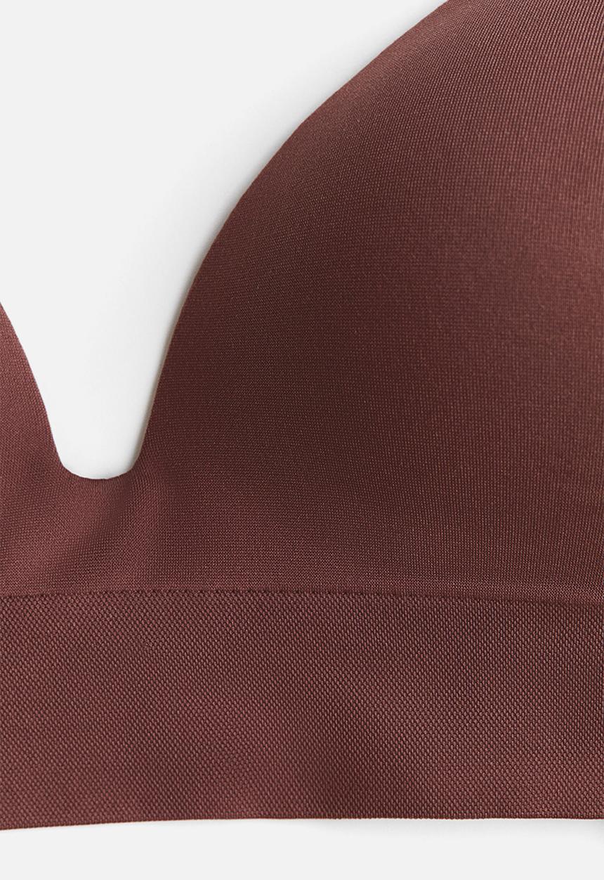 H&M - Seamless padded non-wired microfibre bra - dark brown