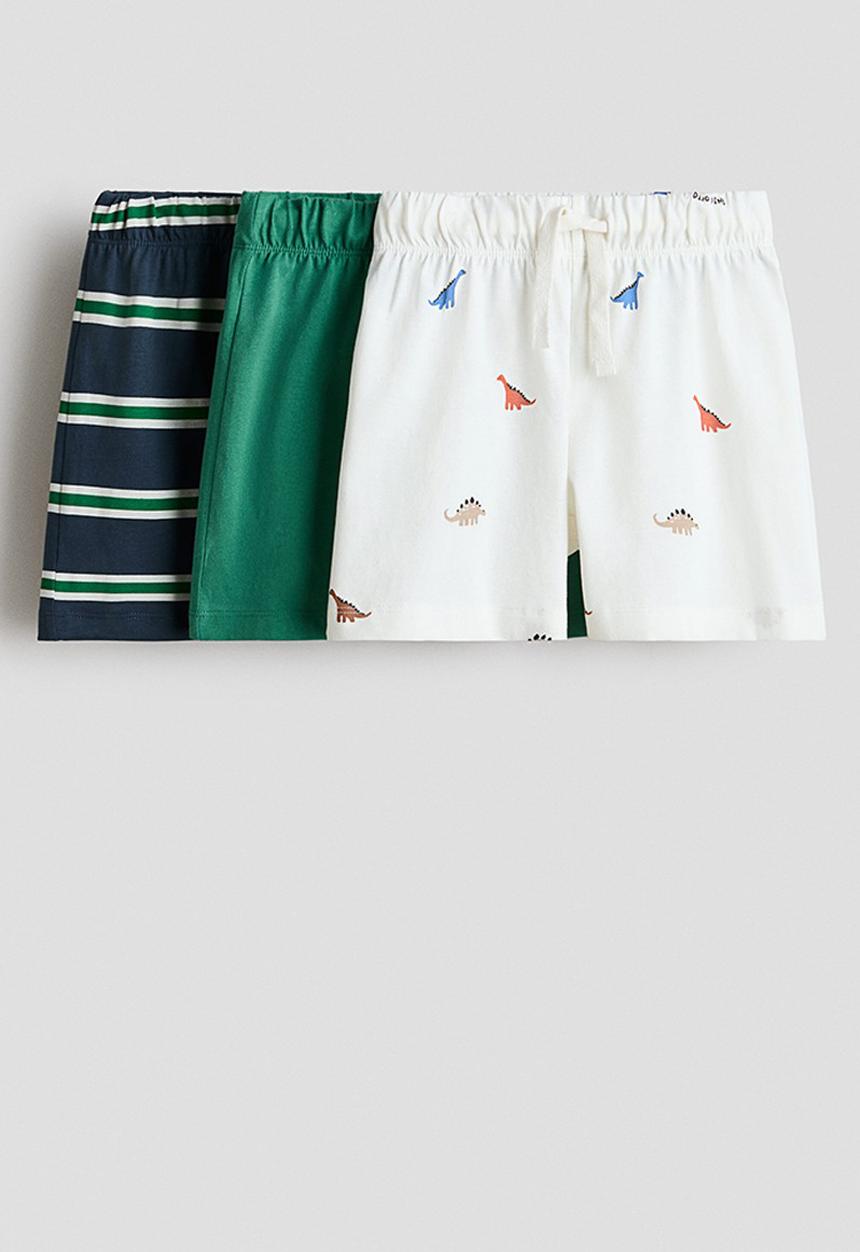 H&M - Pack cotton jersey shorts - green/dinosaurs