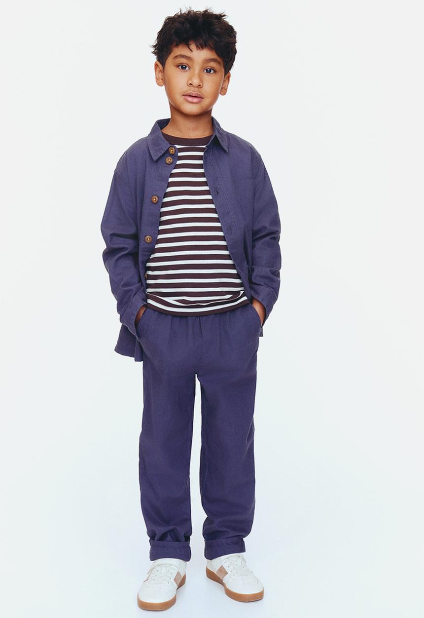 H&M - Linen-blend trousers - navy blue