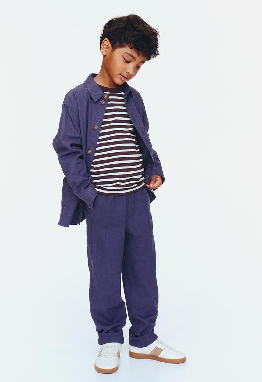 H&M - Linen-blend trousers - navy blue