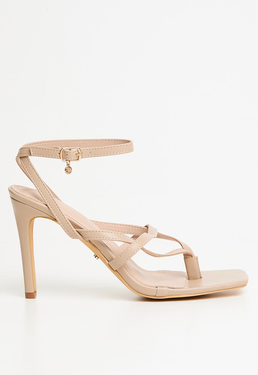 Miss Black - Razz 3 ankle-strap toe thong heel - natural