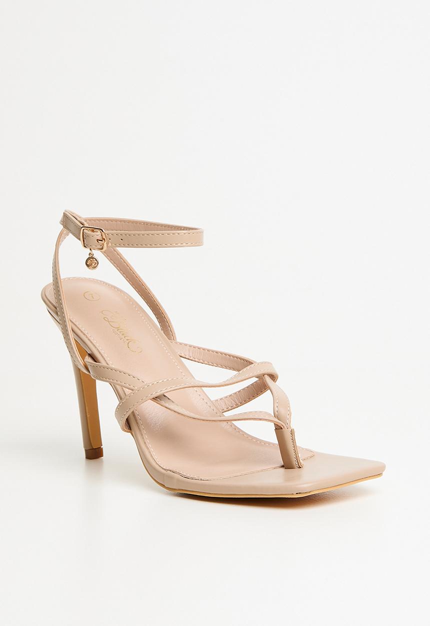 Miss Black - Razz 3 ankle-strap toe thong heel - natural