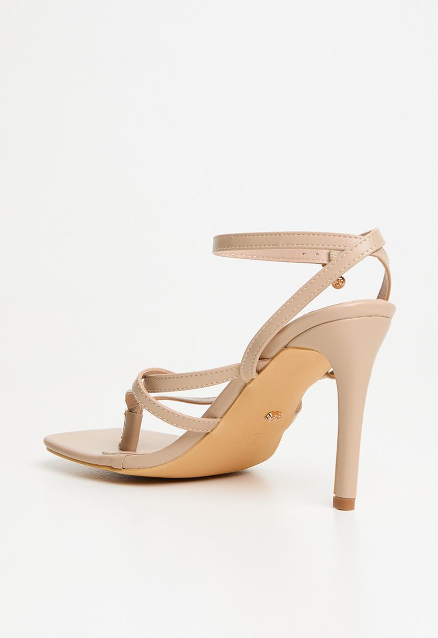 Miss Black - Razz 3 ankle-strap toe thong heel - natural
