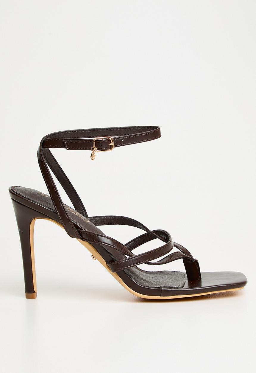 Miss Black - Razz 3 ankle-strap toe thong heel - chocolate