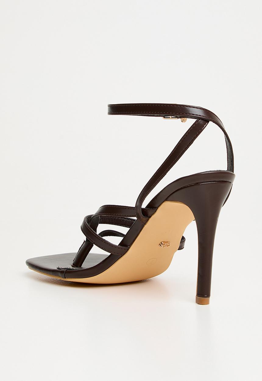 Miss Black - Razz 3 ankle-strap toe thong heel - chocolate