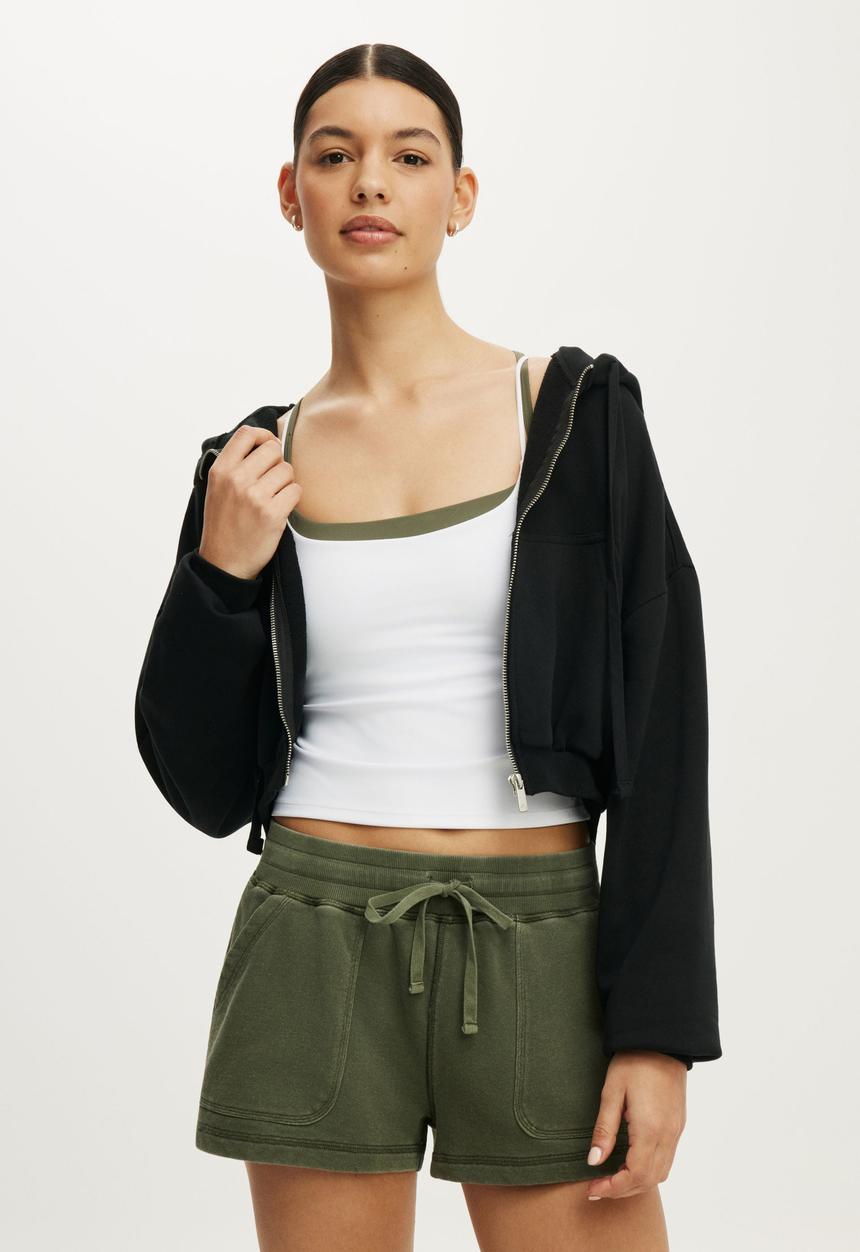 Cotton On - Active Fleece Bubble Zip Through - Black