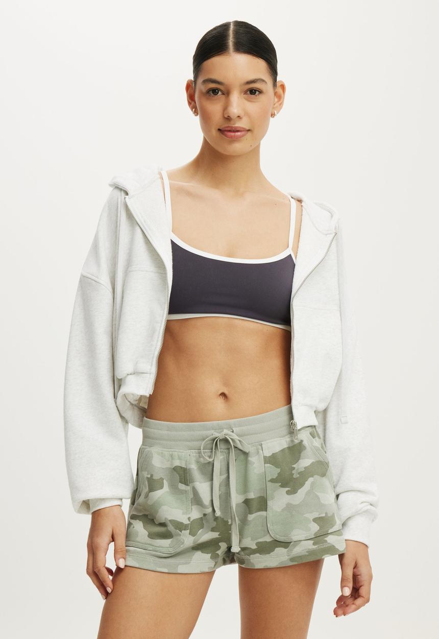 Cotton On - Active Fleece Bubble Zip Through - Light Grey Marle