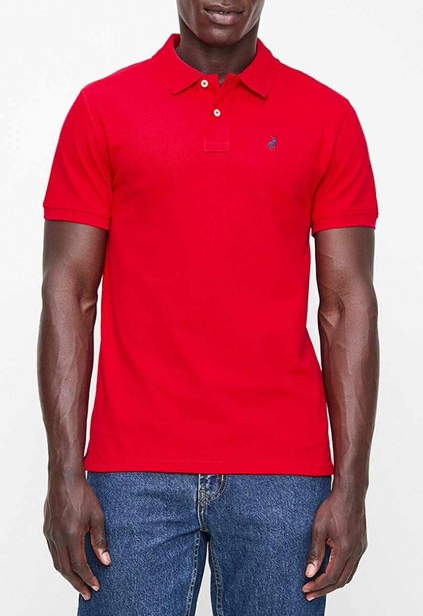 POLO - Mens stretch pique short sleeve golfer - red
