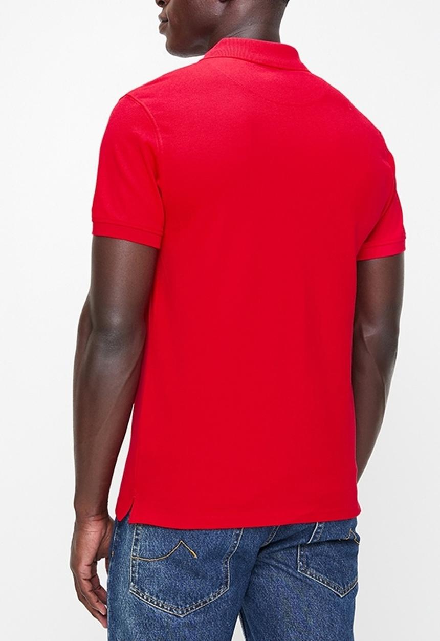 POLO - Mens stretch pique short sleeve golfer - red