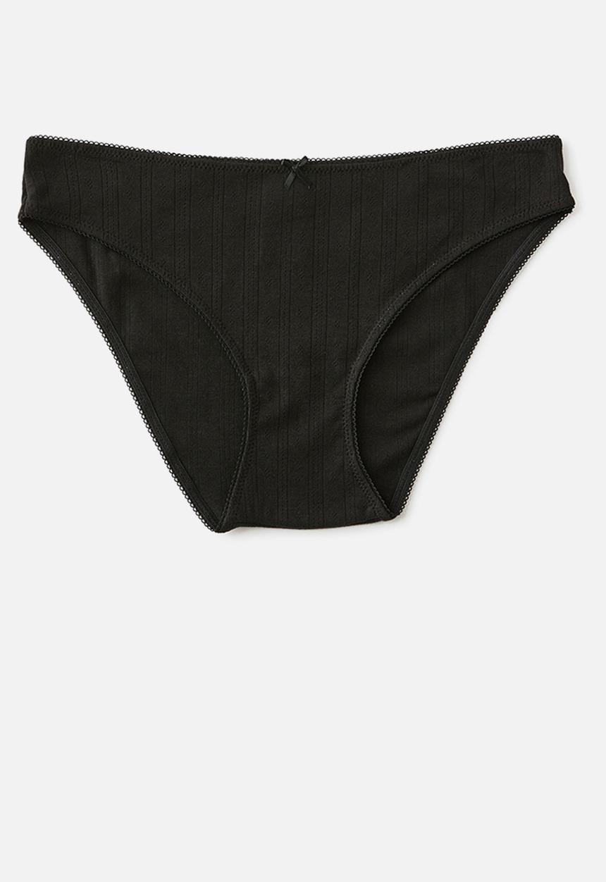 Cotton On - Cotton Pointelle Bikini Brief 3 Pack - Black