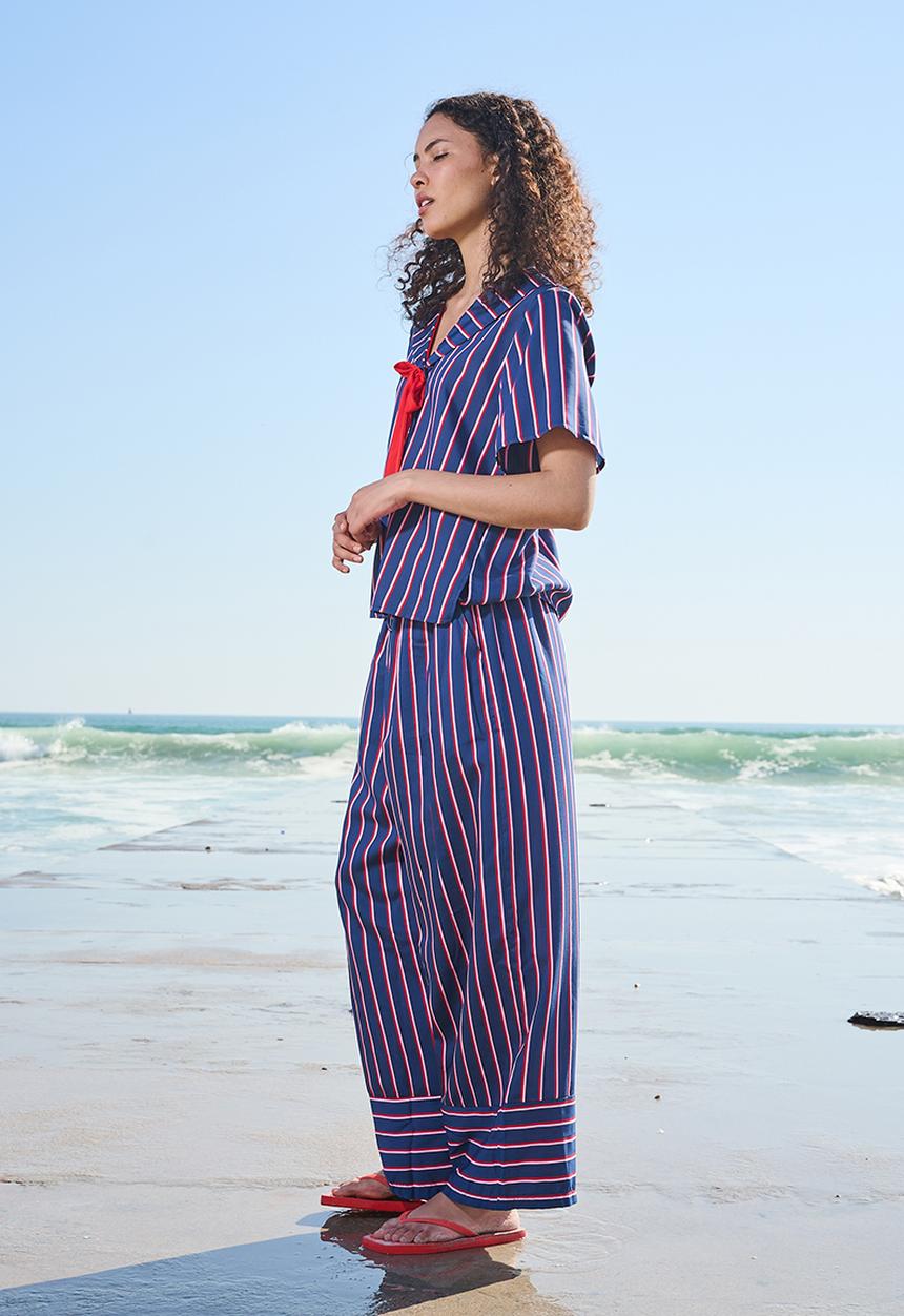 Me&B - Le Weekend Sailor Collar Shirt - Navystripe