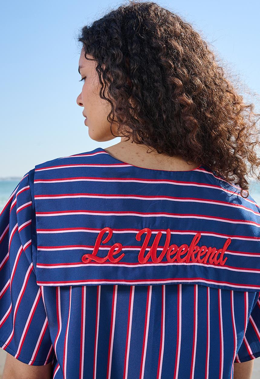 Me&B - Le Weekend Sailor Collar Shirt - Navystripe