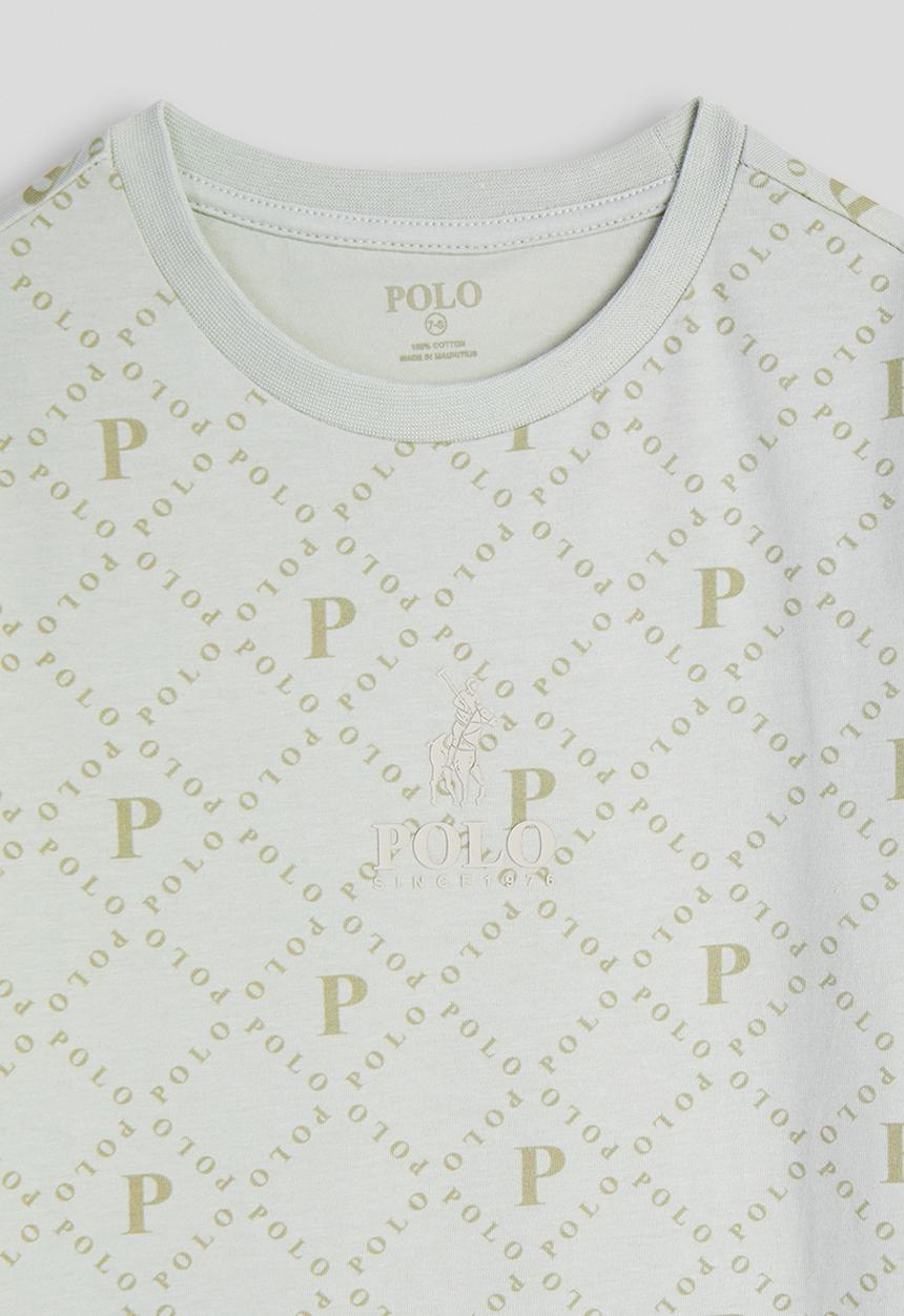 POLO - Boys Sebastian Monogram Short sleeve Tee - Cool Sage