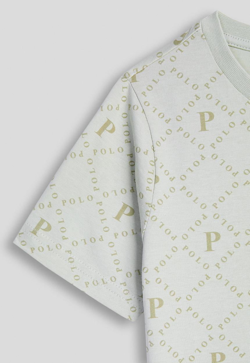 POLO - Boys Sebastian Monogram Short sleeve Tee - Cool Sage