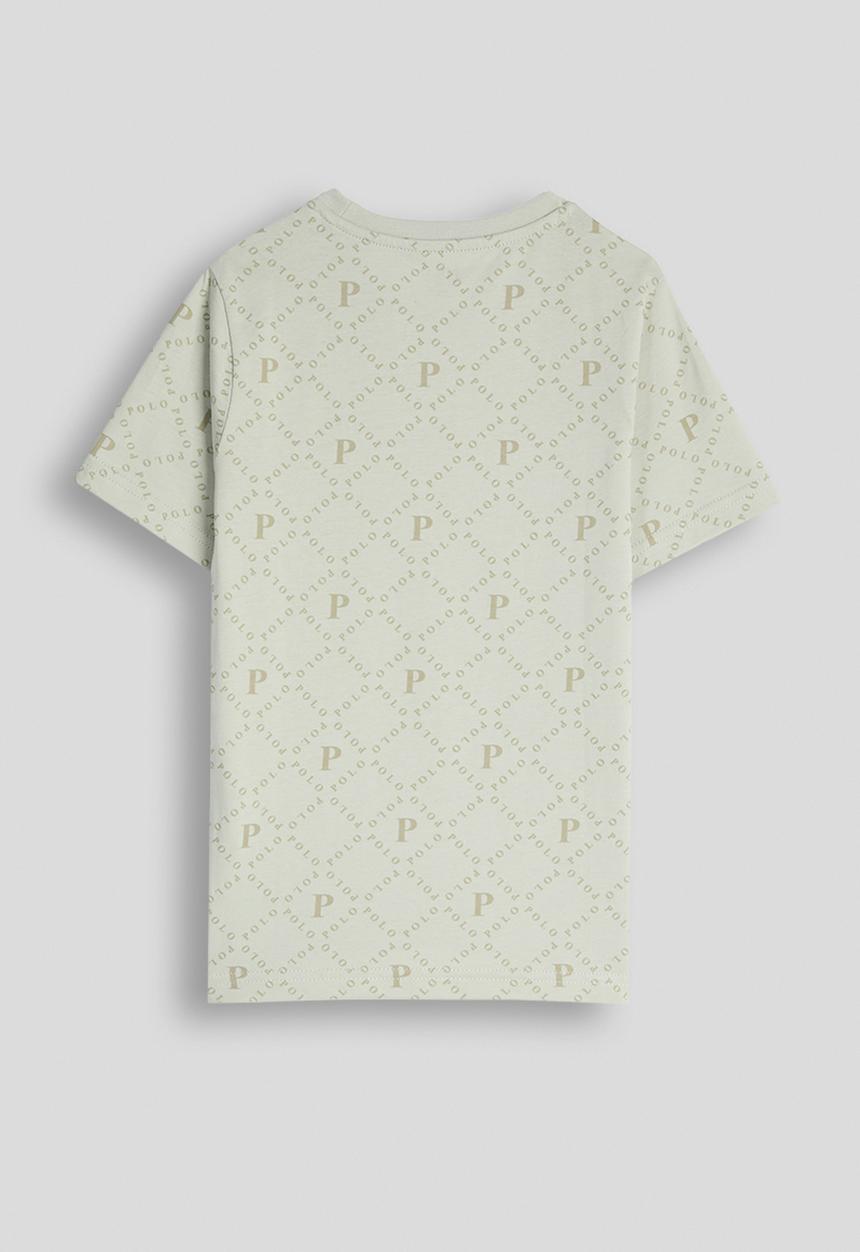 POLO - Boys Sebastian Monogram Short sleeve Tee - Cool Sage