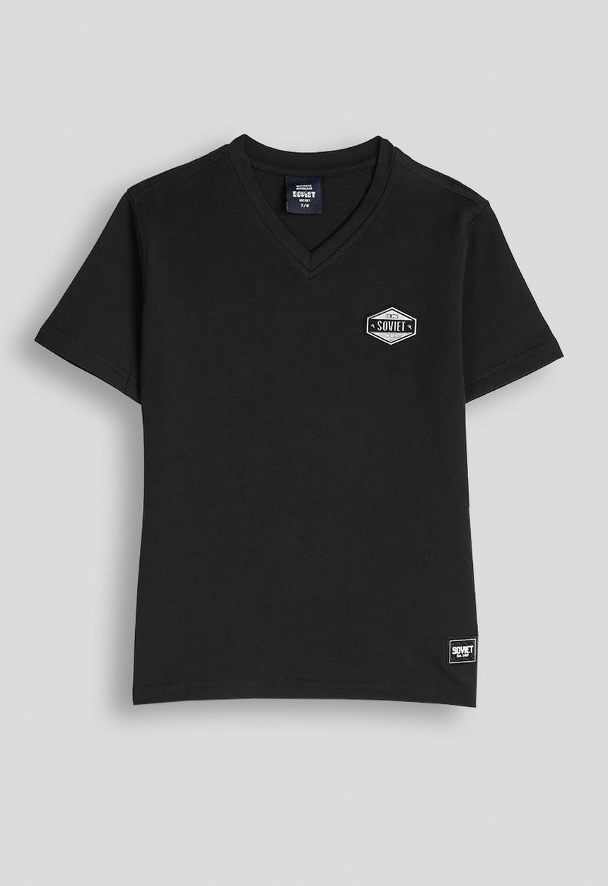 SOVIET - Boys Short Sleeve V-Neck Tee - Black