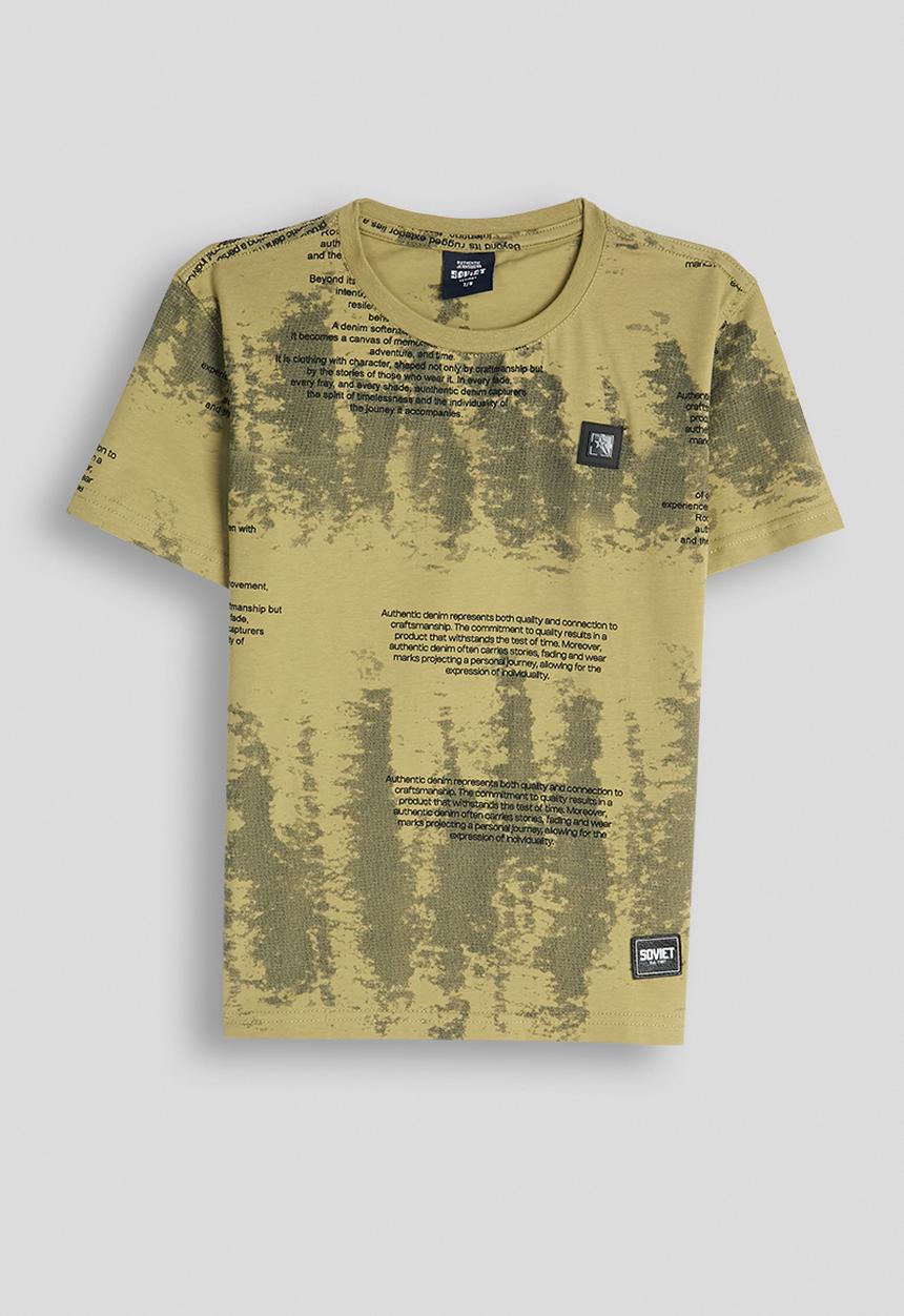SOVIET - Boys Rotary Print T-Shirt - Kelp