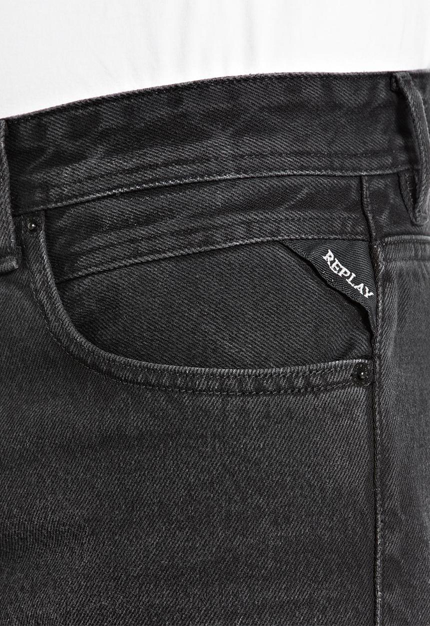Replay - 12 Oz black od black cotton denim - black delavè