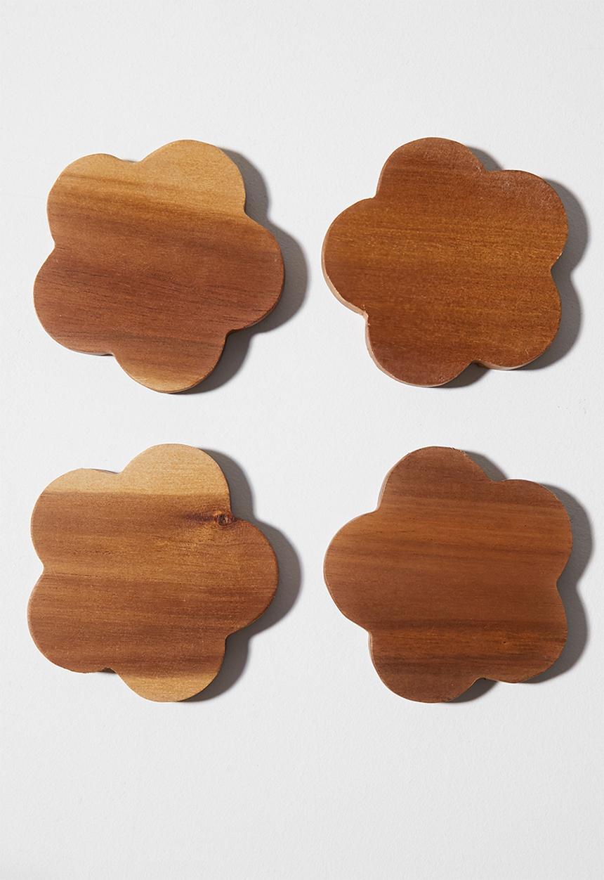 Home Classix - Home Classix Acacia Wooden Coaster 4pc Set 
