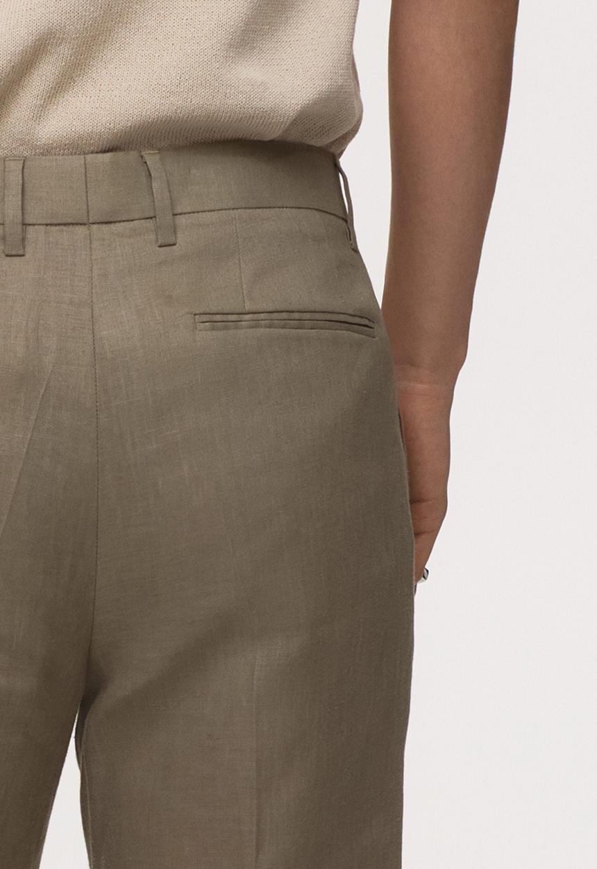 H&M - Slim fit linen suit trousers - khaki green