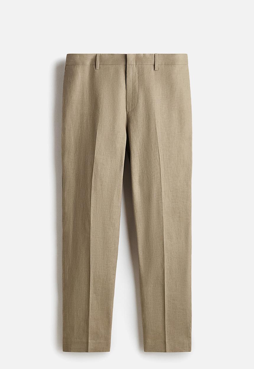 H&M - Slim fit linen suit trousers - khaki green