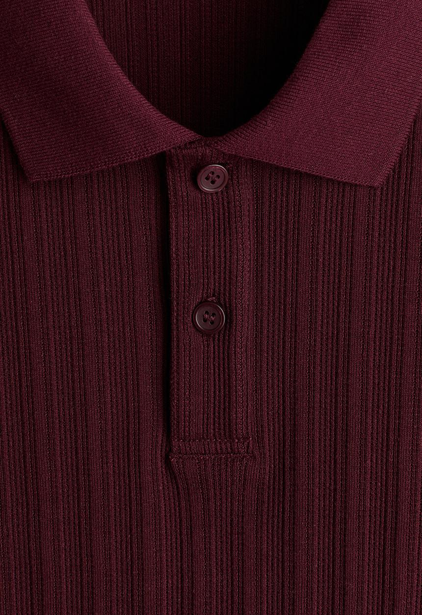 H&M - Slim fit textured jersey polo shirt - burgundy