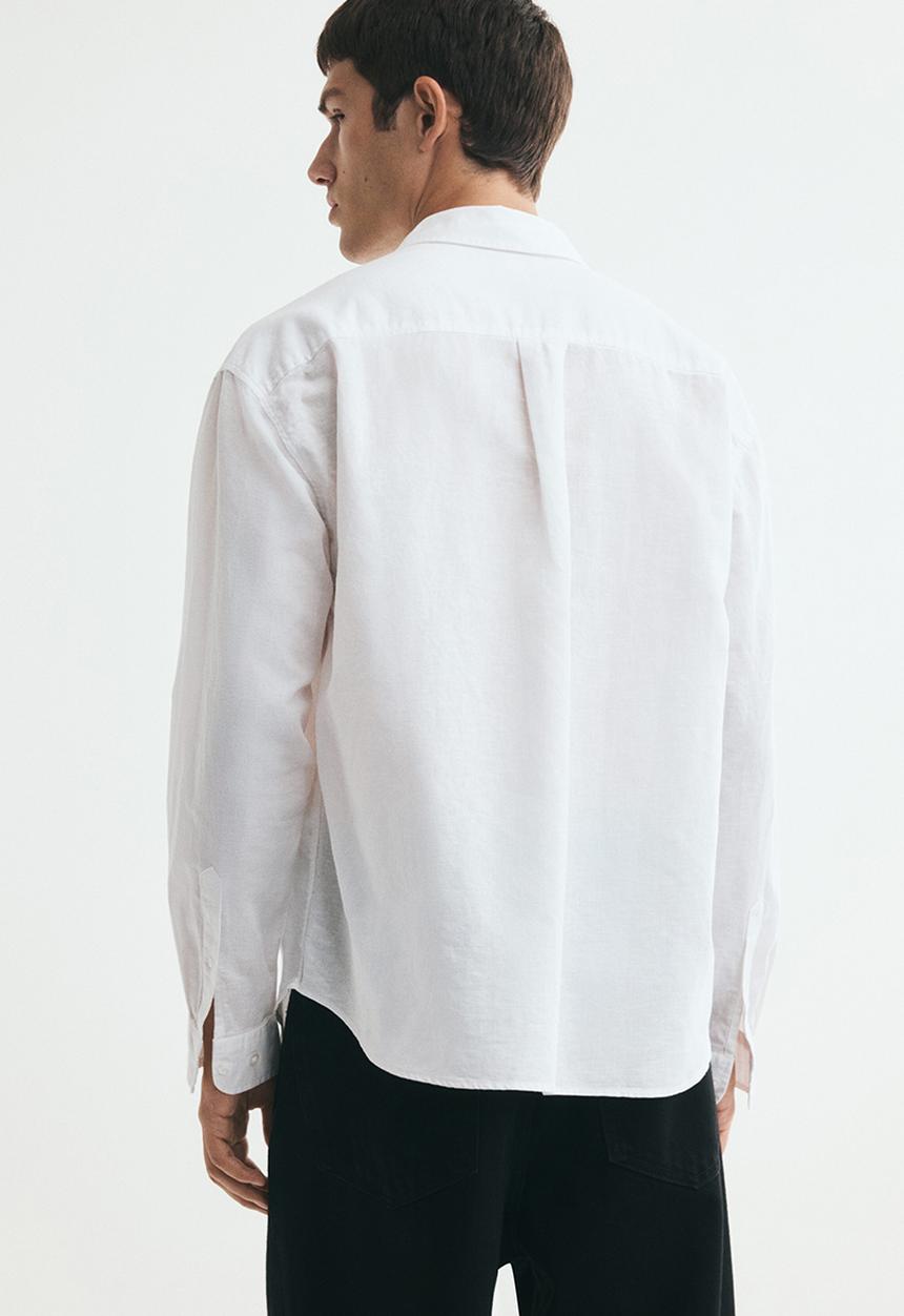 H&M - Relaxed fit linen-blend shirt - white