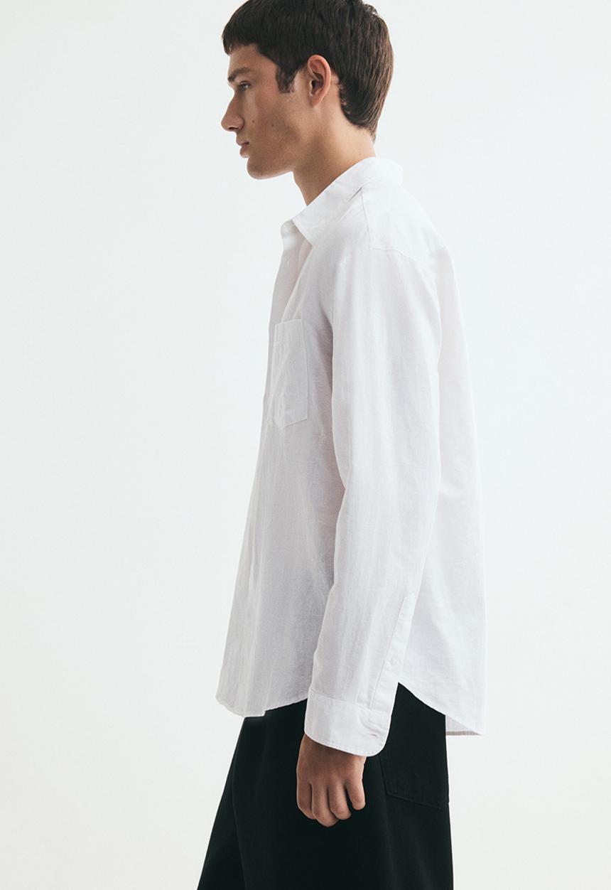 H&M - Relaxed fit linen-blend shirt - white