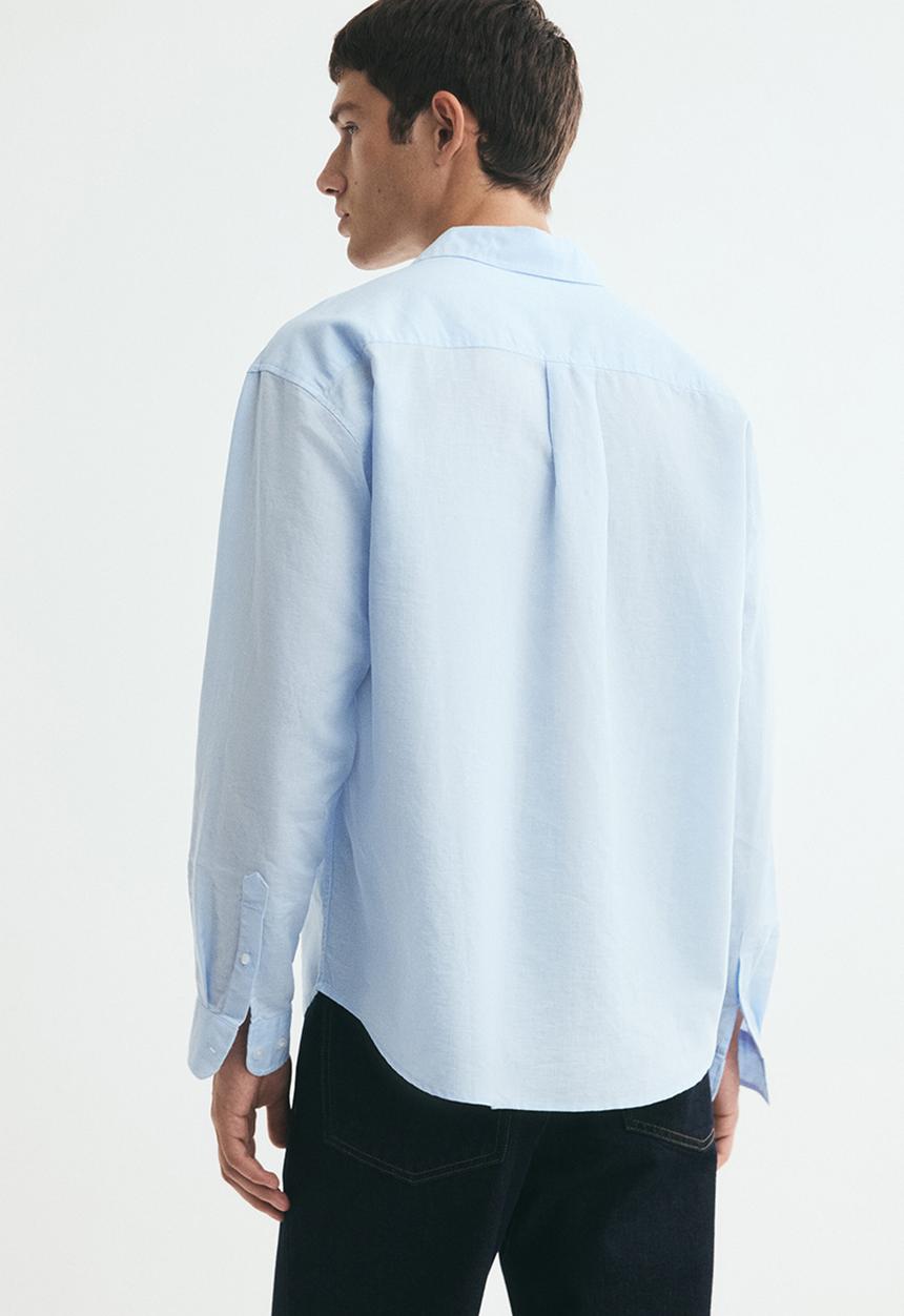 H&M - Relaxed fit linen-blend shirt - light blue