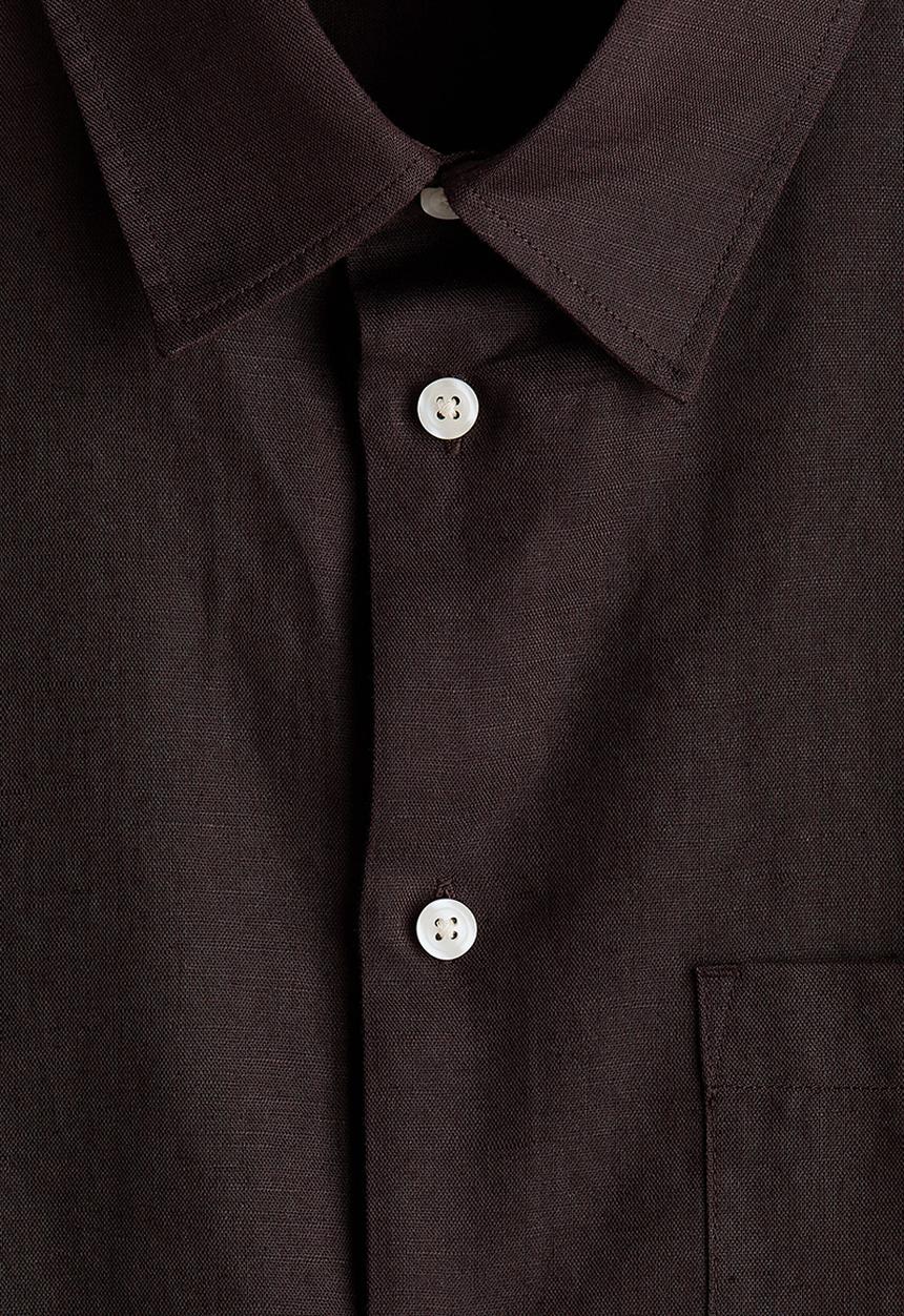 H&M - Relaxed fit linen-blend shirt - dark brown