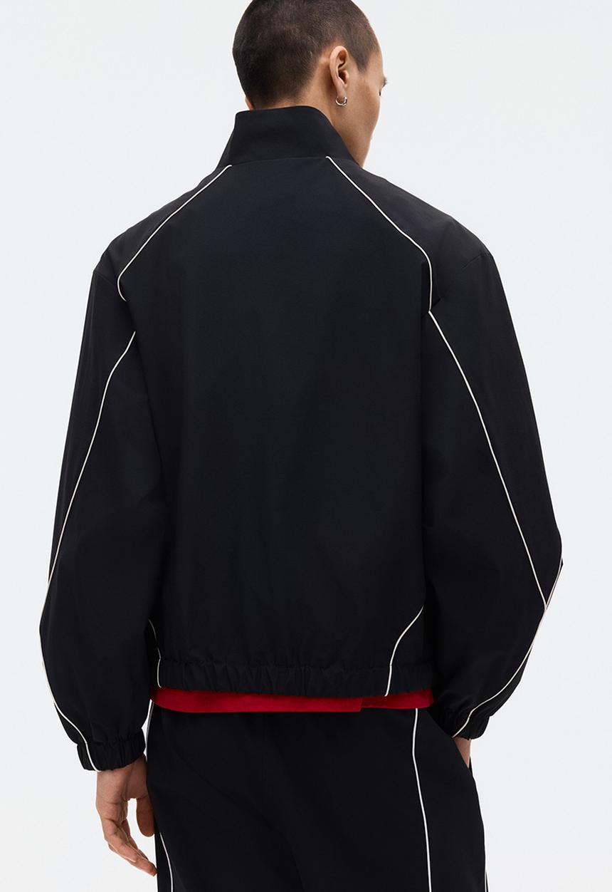 H&M - Loose fit printed nylon track jacket - black/honda