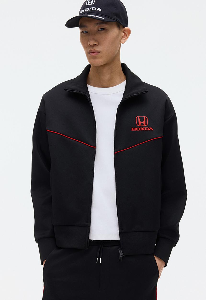 H&M - Loose fit scuba track jacket - black/honda
