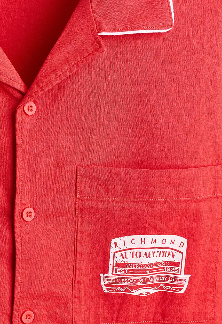 H&M - Relaxed fit printed shirt - light red/richmond