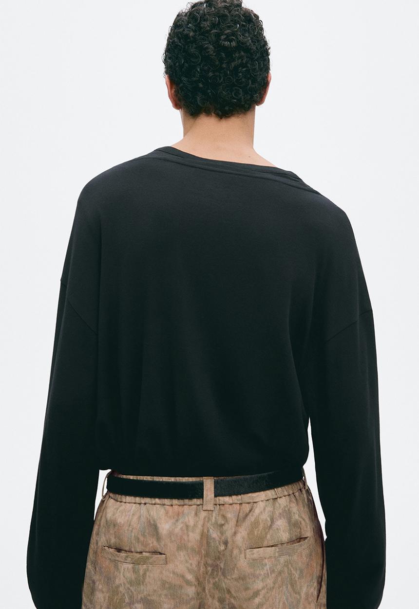 H&M - Relaxed fit long-sleeved cotton T-shirt - black