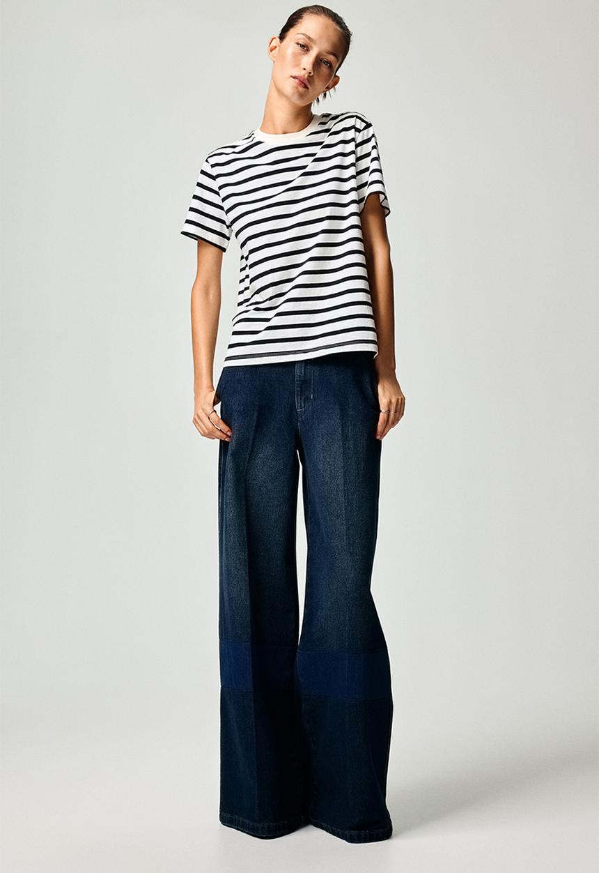 H&M - Cotton t-shirt - white/navy blue striped